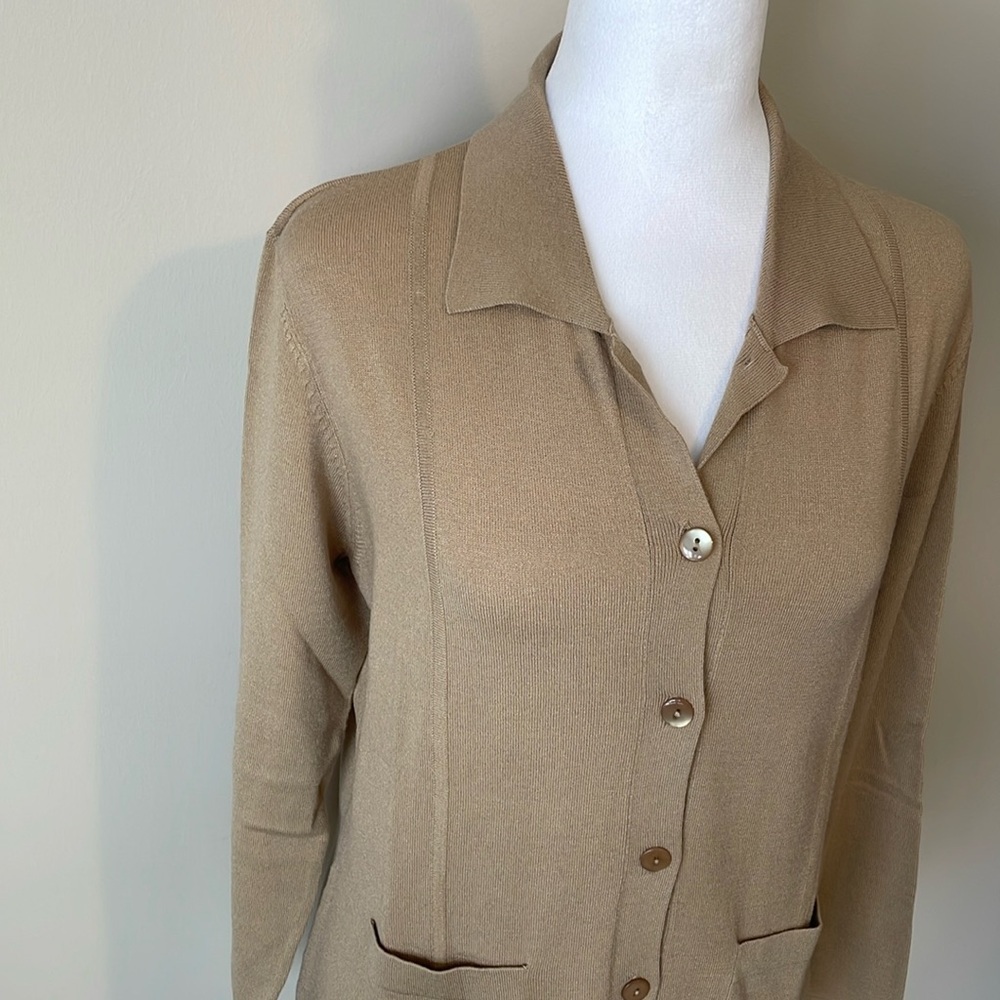 Talbots Tan Button-Up Cardigan - Picture 3 of 15